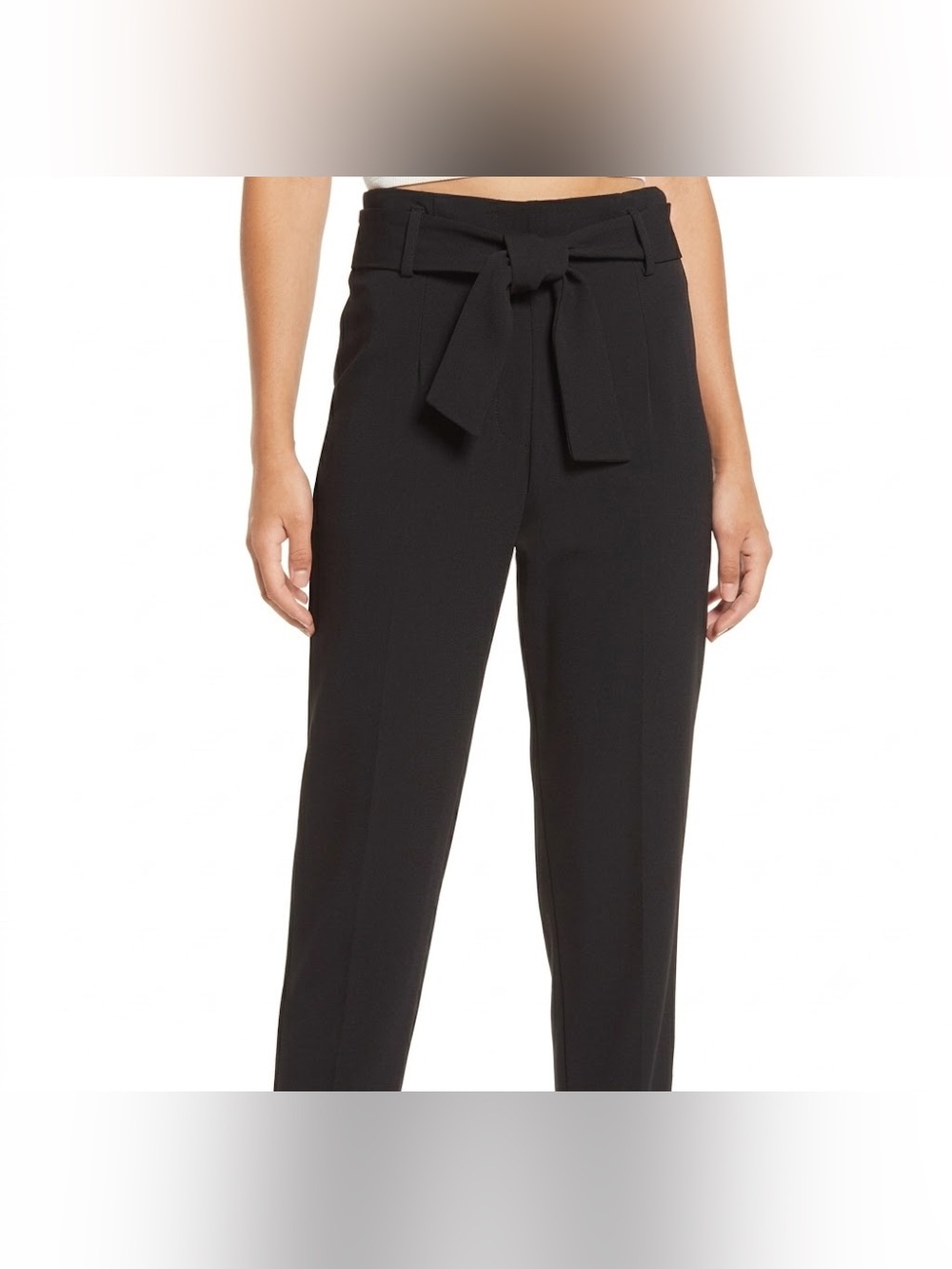 Leith High-Waist Tie-Waist Crop Trousers